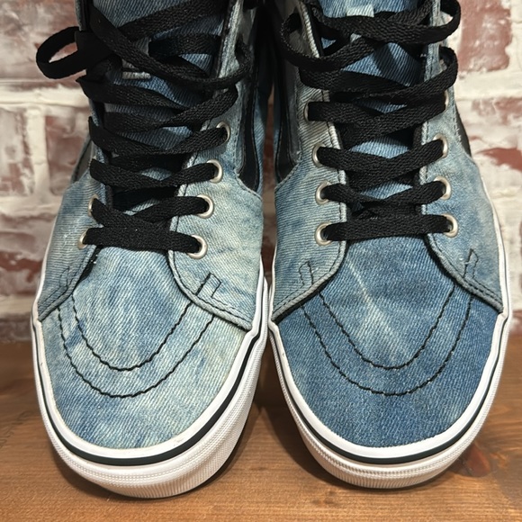 Vans Sk8 Hi Denim Patches Acid Wash Women’s Sz 10 - Picture 7 of 11
